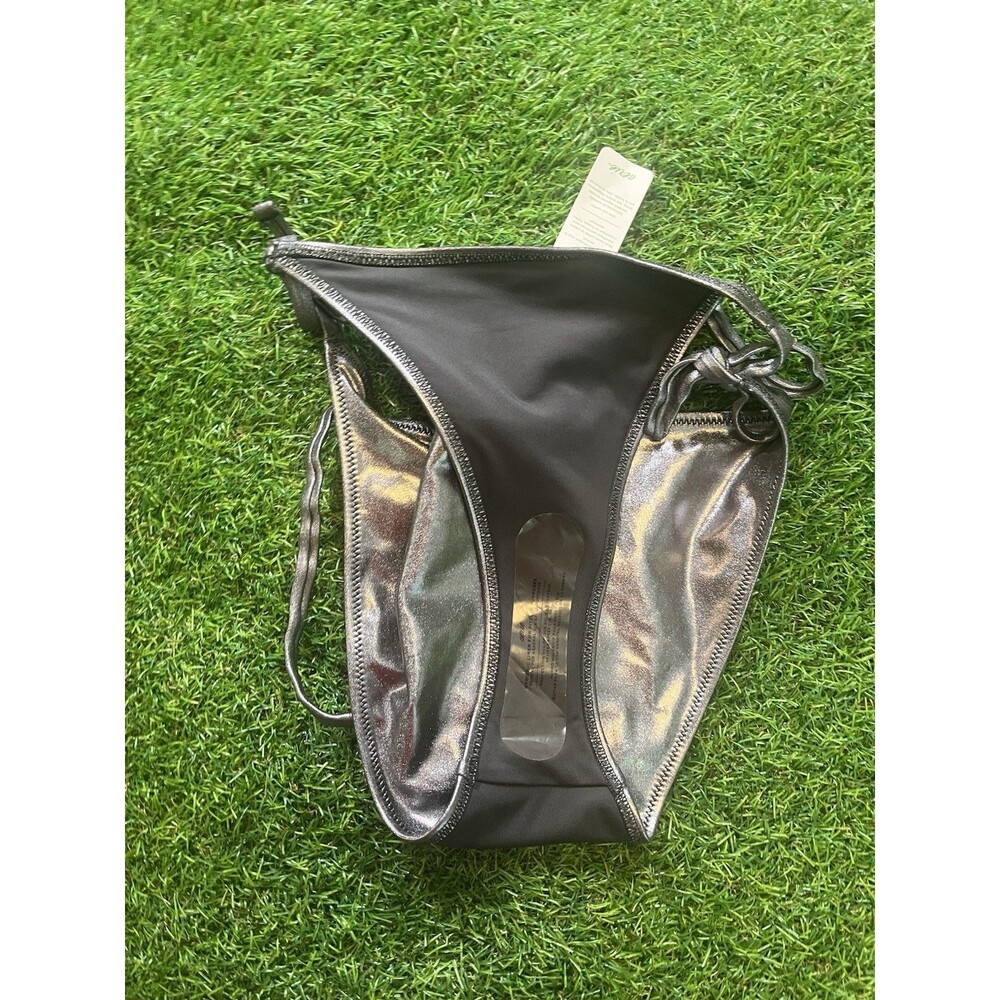 Aerie Metallic Silver Bikini Set Size L Festival Rave Pool Party NWT Must See - Picture 4 of 12